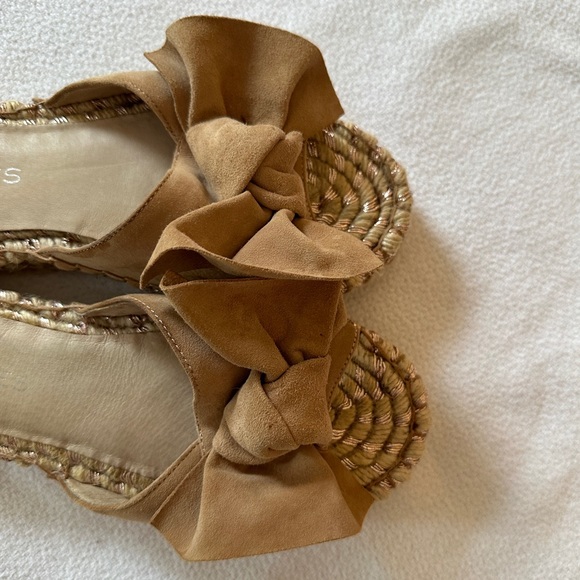 J/SLIDES Sandals Suede Espadrille Slide Tan Bow Size 8 - Picture 6 of 16